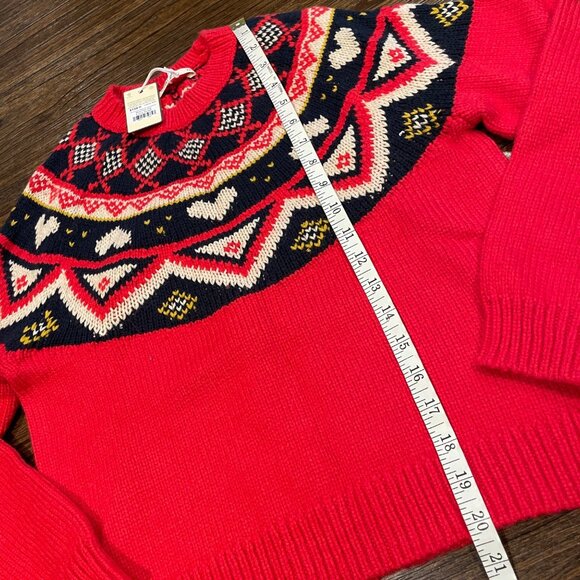 NWT Marine Layer Archive Alpine Sweater Sz XS Red Fair Isle Hearts Wool Alpaca - Picture 7 of 8